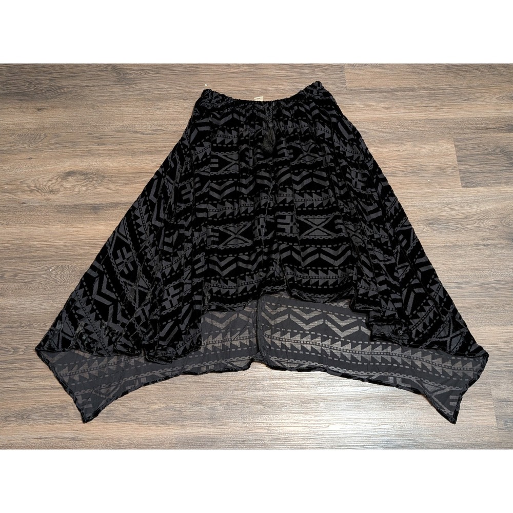 NWT Denim & Supply Ralph Lauren Black Velvet Tribal‎ Shadow Asymmetric Skirt S